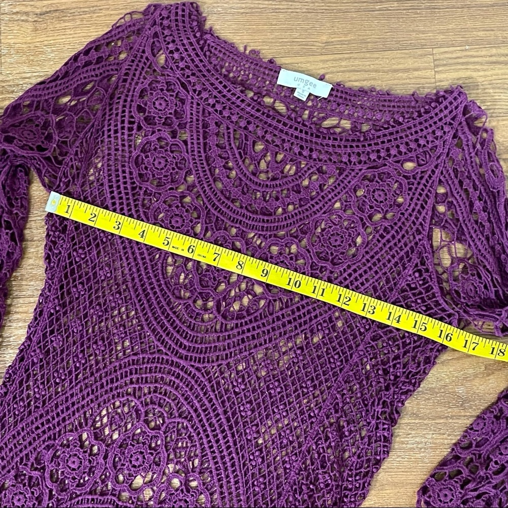 Umgee Lacy Mesh Long Sleeve Cover Up size Small - Picture 9 of 14